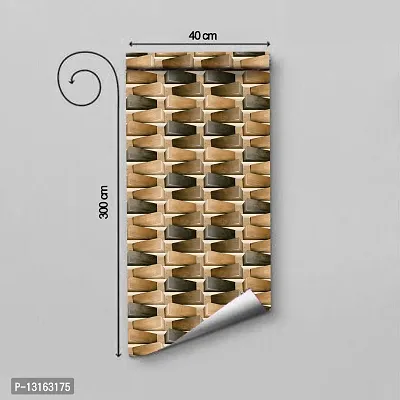 Self Adhesive Wallpapers (3DWoodBlock) Wall Stickers Extra Large (300x40cm) for Bedroom | Livingroom | Kitchen | Hall Etc-thumb2