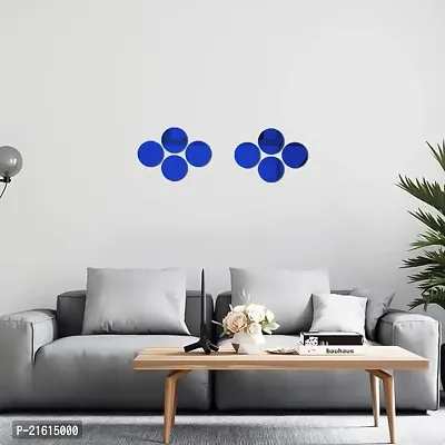 DeCorner Mirror Stickers for Wall | Pack of (8 Circle Blue) Size-15cm - 3D Acrylic Decorative Mirror Wall Stickers, Mirror for Wall | Home | Almira | Bedroom | Livingroom | Kitchen | KidsRoom Etc.