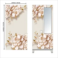 Self Adhesive Almirah Stickers, Wall Stickers, Decorative Sticker Wallpaper for Home Wardrobe Doors (LeafGoldenFlowerAlmira) PVC Vinyl Size Large (39 x 84 Inch)-thumb1