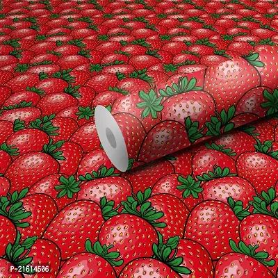 DeCorner - Self Adhesive Wallpaper for Walls (Strawberry) Extra Large Size (300x40) Cm Wall Stickers for Bedroom | Wall Stickers for Living Room | Wall Stickers for Kitchen | Pack of-1