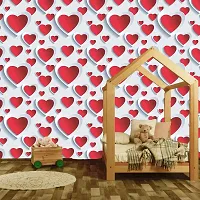DeCorner - Self Adhesive Wallpaper for Walls (RedWhiteHeart) Extra Large Size (300x40) Cm Wall Stickers for Bedroom | Wall Stickers for Living Room | Wall Stickers for Kitchen | Pack of-1-thumb1