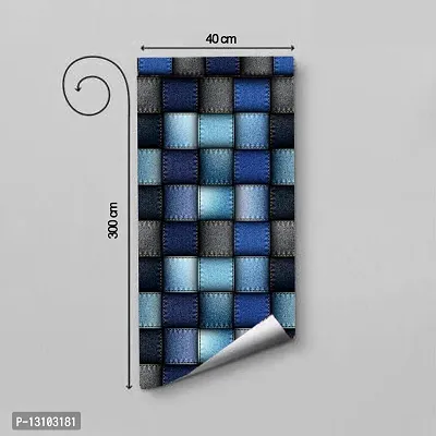 WALLWEAR - Self Adhesive Wallpaper For Walls And Wall Sticker For Home D&eacute;cor (JeanSqaure) Extra Large Size (300x40cm) 3D Wall Papers For Bedroom, Livingroom, Kitchen, Hall, Office Etc Decorations-thumb2