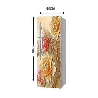 Self Adhesive Fridge Sticker Single/Double Door Full Size (160x60) Cm Fridge Stickers | Refrigerator Wall Stickers for Kitchen Decoration | Sticker for Fridge Door (ThreeFlower)-thumb1