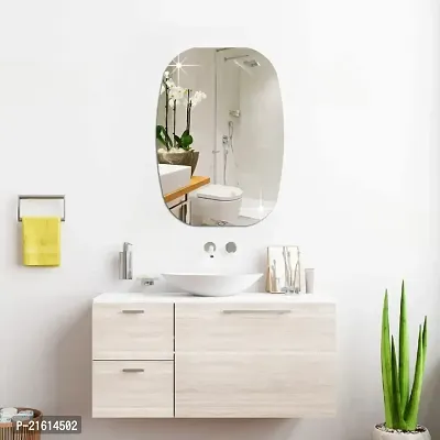DeCorner -Self Adhesive Plastic Basin Mirror for Wall Stickers (30x20) cm Frameless Flexible Mirror for Bathroom | Bedroom | Living Room (WA | Basin Mirror) Mirror Wall Decor-thumb0