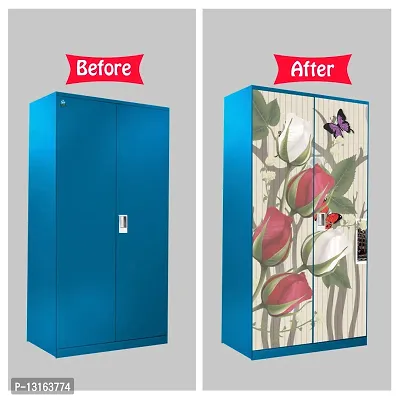 Self Adhesive Almirah Stickers, Wall Stickers, Decorative Sticker Wallpaper for Home Wardrobe Doors (DayRoseFlyAlmira) PVC Vinyl Size Large (39 x 84 Inch)-thumb5