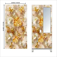 Self Adhesive Almirah Stickers, Wall Stickers, Decorative Sticker Wallpaper for Home Wardrobe Doors (OIlButterflyRose Almira) PVC Vinyl Size Large (39 x 84 Inch)-thumb1