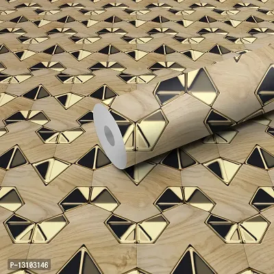 WALLWEAR - Self Adhesive Wallpaper For Walls And Wall Sticker For Home D&eacute;cor (GoldPyramite) Extra Large Size (300x40cm) 3D Wall Papers For Bedroom, Livingroom, Kitchen, Hall, Office Etc Decorations