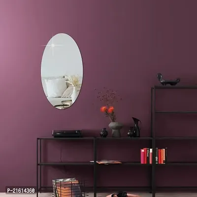 DeCorner -Self Adhesive Plastic Oval Mirror for Wall Stickers (30x20) cm Frameless Flexible Mirror for Bathroom | Bedroom | Living Room (Oval Mirror) Mirror Wall Decor-thumb0