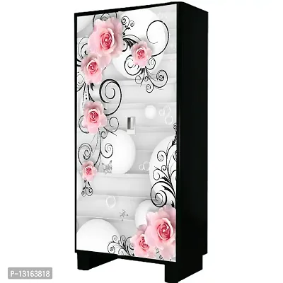 Self Adhesive Almirah Stickers, Wall Stickers, Decorative Sticker Wallpaper for Home Wardrobe Doors (GulabetiAlmira) PVC Vinyl Size Large (39 x 84 Inch)-thumb4