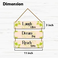 DeCorner Decorative Wooden Printed all Hanger | Wall Decor for Living Room | Wall Hangings for Home Decoration | Bedroom Wall Decor | Wooden Wall Hangings Home.(Laugh Dream Reach)-thumb1