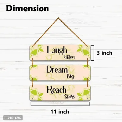 DeCorner Decorative Wooden Printed all Hanger | Wall Decor for Living Room | Wall Hangings for Home Decoration | Bedroom Wall Decor | Wooden Wall Hangings Home.(Laugh Dream Reach)-thumb2