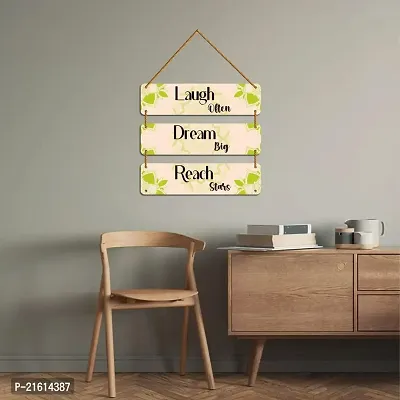 DeCorner Decorative Wooden Printed all Hanger | Wall Decor for Living Room | Wall Hangings for Home Decoration | Bedroom Wall Decor | Wooden Wall Hangings Home.(Laugh Dream Reach)-thumb5