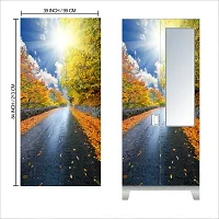 Self Adhesive Almirah Stickers, Wall Stickers, Decorative Sticker Wallpaper for Home Wardrobe Doors (FootPaathAlmira) PVC Vinyl Size Large (39 x 84 Inch)-thumb1