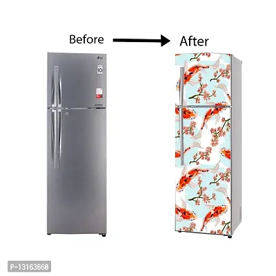 Self Adhesive Fridge Sticker Single/Double Door Full Size (160x60) Cm Fridge Stickers | Refrigerator Wall Stickers for Kitchen Decoration | Sticker for Fridge Door (CatFish)-thumb5