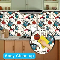 DeCorner -3DWallpapers for Kitchen Waterproof Extra Large (40x200) Cm Kitchen Wallpapers oilproof | Kitchen Wallpapers for Walls | Self Adhesive Wallpaper Vinyl Stickers for Kitchen.(Blue Kitchen Tea)-thumb3