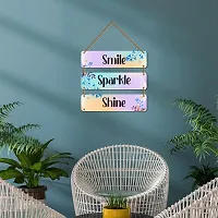 DeCorner Decorative Wooden Printed all Hanger | Wall Decor for Living Room | Wall Hangings for Home Decoration | Bedroom Wall Decor | Wooden Wall Hangings Home.(Smile Sparkle Shine)-thumb2