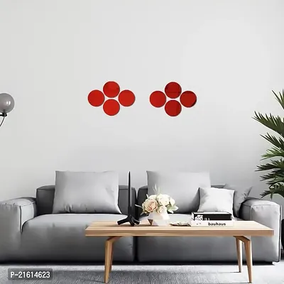 DeCorner Mirror Stickers for Wall | Pack of (8 Circle Red) Size-15cm - 3D Acrylic Decorative Mirror Wall Stickers, Mirror for Livingroom | Home | Almira | Bedroom | Wall | Kitchen | KidsRoom Etc.