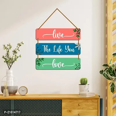 DeCorner Decorative Wooden Printed all Hanger | Wall Decor for Living Room | Wall Hangings for Home Decoration | Bedroom Wall Decor | Wooden Wall Hangings Home.(Live The Life You Love)-thumb4