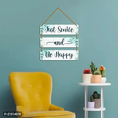 DeCorner Decorative Wooden Printed all Hanger | Wall Decor for Living Room | Wall Hangings for Home Decoration | Bedroom Wall Decor | Wooden Wall Hangings Home.(Just Smile And Be Happy)-thumb5