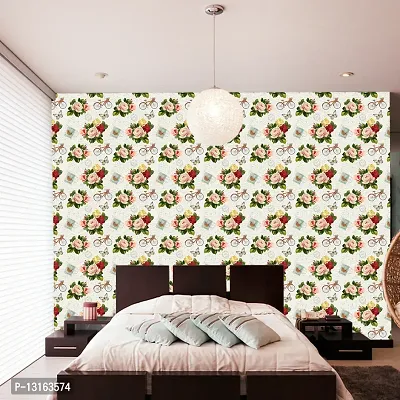 Self Adhesive Wallpapers (VintageCycleRose) Wall Stickers Extra Large (300x40cm) for Bedroom | Livingroom | Kitchen | Hall Etc-thumb4