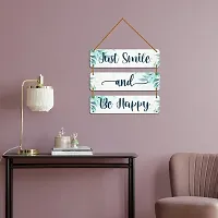 DeCorner Decorative Wooden Printed all Hanger | Wall Decor for Living Room | Wall Hangings for Home Decoration | Bedroom Wall Decor | Wooden Wall Hangings Home.(Just Smile And Be Happy)-thumb1