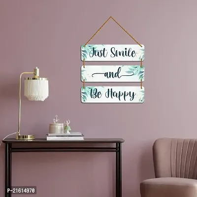 DeCorner Decorative Wooden Printed all Hanger | Wall Decor for Living Room | Wall Hangings for Home Decoration | Bedroom Wall Decor | Wooden Wall Hangings Home.(Just Smile And Be Happy)-thumb2