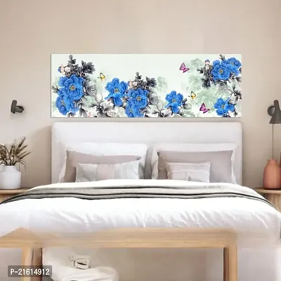 DeCorner Premium Textured Painting Wallpaper for Bedroom Wall | Self Adhesive Large Size (6ft x 2ft) for Double Bed | Premium Material Wallpaper | HD Print Wallpaper Paste for Home(Blue Flowers)