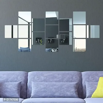 15 Big Square Silver Mirror for Wall Stickers Large Size (15x15) Cm Acrylic Mirror Wall Decor Sticker for Bathroom Mirror |Bedroom | Living Room Decoration Items-thumb0