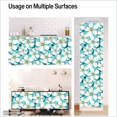 DeCorner sticky Wallpaper for Bedroom wall stickers for bedroom | Wallpaper for bedroom Pack of 2 (Blue Flower) | (200x40)cm Oil Proof and Water Proof Self Adhesive Wallpaper.-thumb3