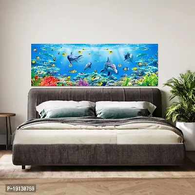 DeCorner Premium Textured Aquarium Painting Wallpaper For Bedroom Wall | Self Adhesive Large Size (6ft x 2ft) For Double Bed | Premium Material Wallpaper | HD Print Wallpaper.