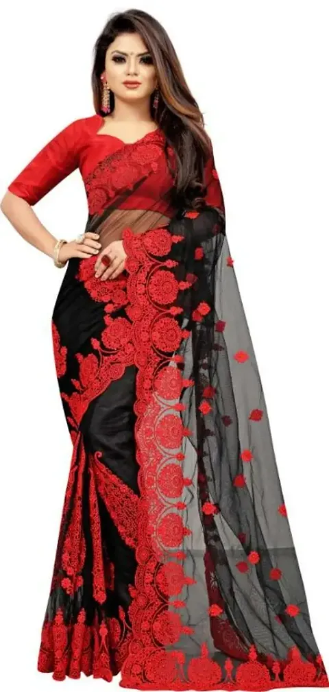 Stylish Net Saree With Blouse Piece For Women