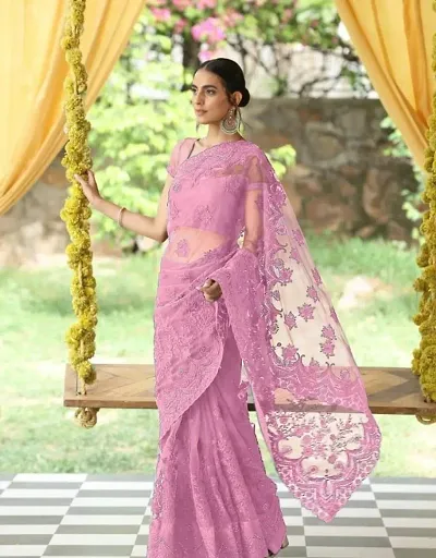 Elegant Net Saree with Blouse piece 