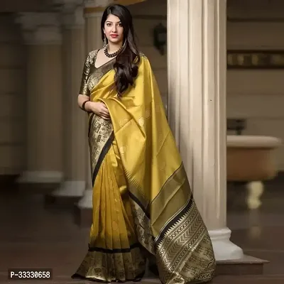 Woman Stylish Art Silk Self Pattern Saree With Blouse Piece-thumb0