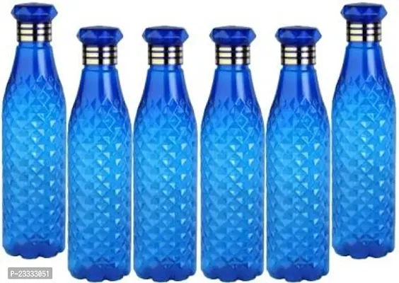 Crystal Water Bottle For Fridge, For Home Office Gym School Boy, Unbreakable 1000 Ml Bottlenbsp;nbsp;(Pack Of 6, Blue, Plastic)-thumb0