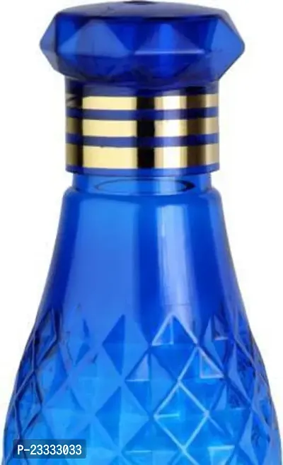 Crystal Diamond Texture Plastic Water Bottle For Fridge For Home For Office With BPA Free And Leak Free 1000 Ml Blue (Pack Of 6)-thumb4