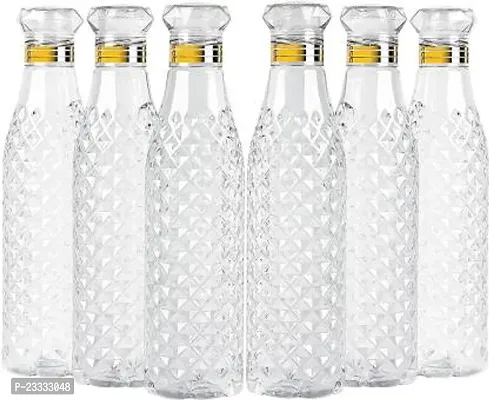 Crystal Water Bottle For Fridge, For Home Office Gym School Boy, Unbreakable 1000 Ml Bottlenbsp;nbsp;(Pack Of 6, Clear, Plastic)-thumb0