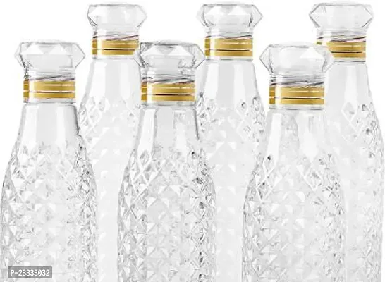 Crystal Diamond Texture Plastic Water Bottle For Fridge For Home For Office With BPA Free And Leak Free 1000 Ml White (Pack Of 6)-thumb3