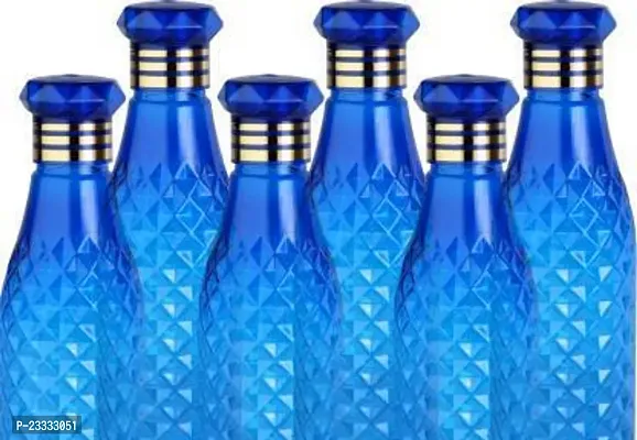 Crystal Water Bottle For Fridge, For Home Office Gym School Boy, Unbreakable 1000 Ml Bottlenbsp;nbsp;(Pack Of 6, Blue, Plastic)-thumb2