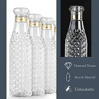 Crystal Diamond Texture Plastic Water Bottle For Fridge For Home For Office With BPA Free And Leak Free 1000 Ml White (Pack Of 6)-thumb1