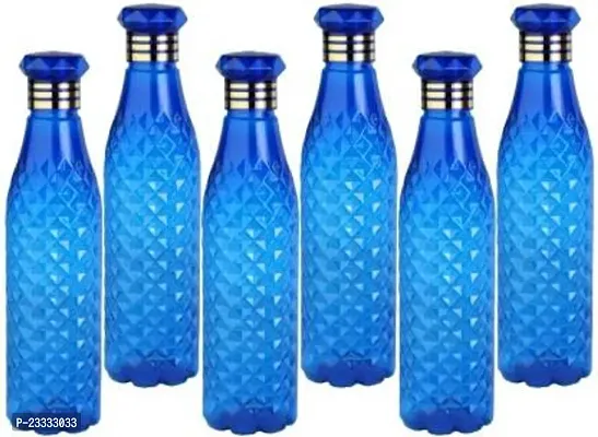 Crystal Diamond Texture Plastic Water Bottle For Fridge For Home For Office With BPA Free And Leak Free 1000 Ml Blue (Pack Of 6)