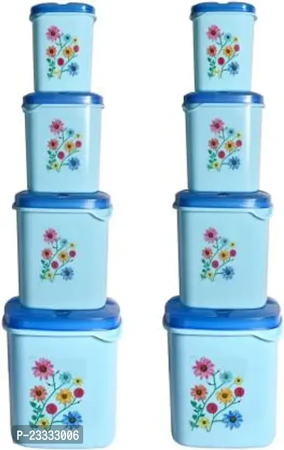 kitchen Grocery Storage Container 8 pcs combo set with BPA-Free, Dispenser Air tight Box for fridge and multipurpose usages.3000ml, 2000ml, 1000ml, 500ml (Blue)-thumb0