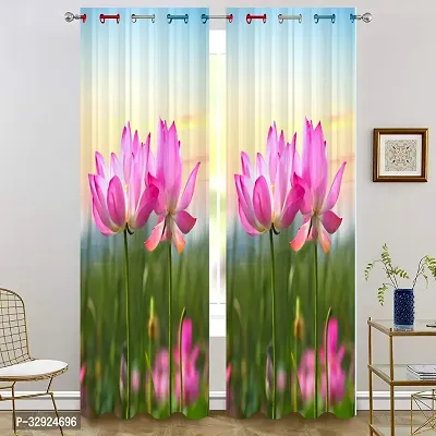 3D Loutes Digital Printed Polyester Fabric Curtain 7 feet ( Pack of 1 )-thumb0