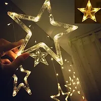 12 Stars Curtain String Lights, Window Curtain Hanging Light with 8 Flashing Modes Decoration for Diwali, Christmas, Wedding, Party, Home, Patio Lawn, Warm White --thumb3