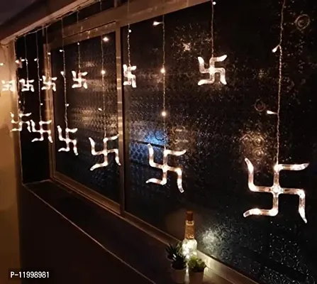 12 Swastik Om String 6+6 Swastik Om 138 LED Star Lights, Curtain String Lights for Bedroom with 8 Lighting Modes,Waterproof Window Lights Decorations, Garden Decorations Lights