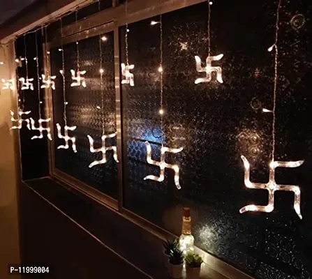 12 Swastik Om String 6+6 Swastik Om 138 LED Star Lights, Curtain String Lights for Bedroom with 8 Lighting Modes,Waterproof Window Lights Decorations, Garden Decorations Lights-thumb5