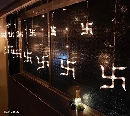 12 Swastik  String 6+6 Swastik 138 LED Star Lights, Curtain String Lights for Bedroom with 8 Lighting Modes,Waterproof Window Lights Decorations, Garden Decorations Lights-thumb3