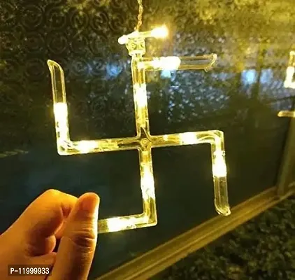 Swastik Om Curtain Warm White String Lights 6 Swastik 6 Om 114 LED 3 Meter Window Curtain Lights with 8 Flashing Modes for Indoor Outdoor Decorati-thumb4