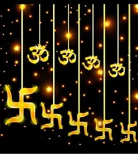 Swastik Om Curtain Warm White String Lights 6 Swastik 6 Om 114 LED 3 Meter Window Curtain Lights with 8 Flashing Modes for Indoor Outdoor Decorati-thumb1