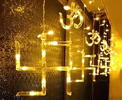 Swastik Om Curtain Warm White String Lights 6 Swastik 6 Om 114 LED 3 Meter Window Curtain Lights with 8 Flashing Modes for Indoor Outdoor Decorati-thumb3