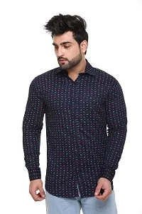 5AM | Cotton Blend Full Sleeves Printed Shirt | for Men  BOY | Pack of 1 (Medium, Dark Blue)-thumb2